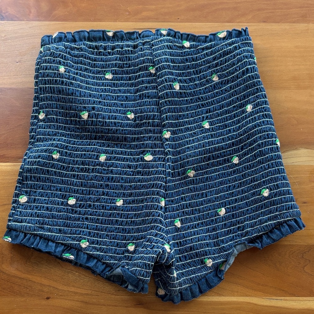 Urban Outfitters Navy High Waist Shorts with Floral Accents - Picture 3 of 4